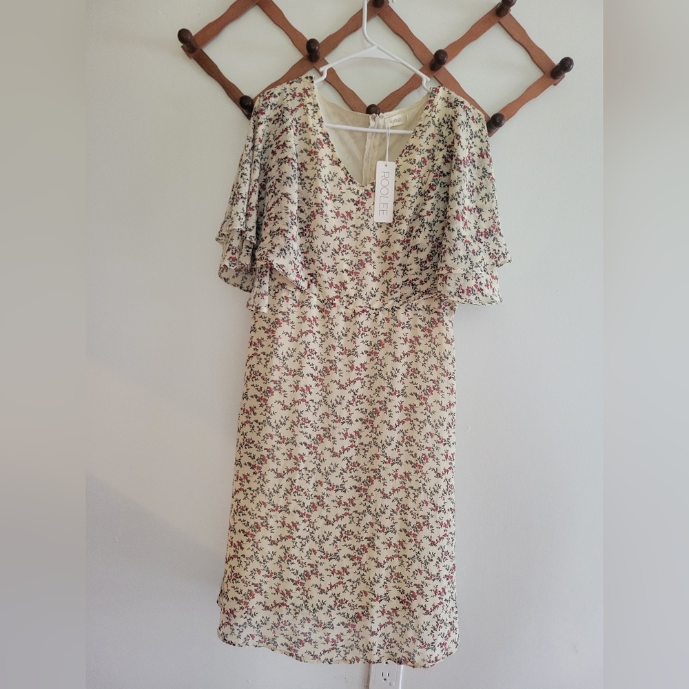 Roolee Floral Midi Dress - Cream and Red